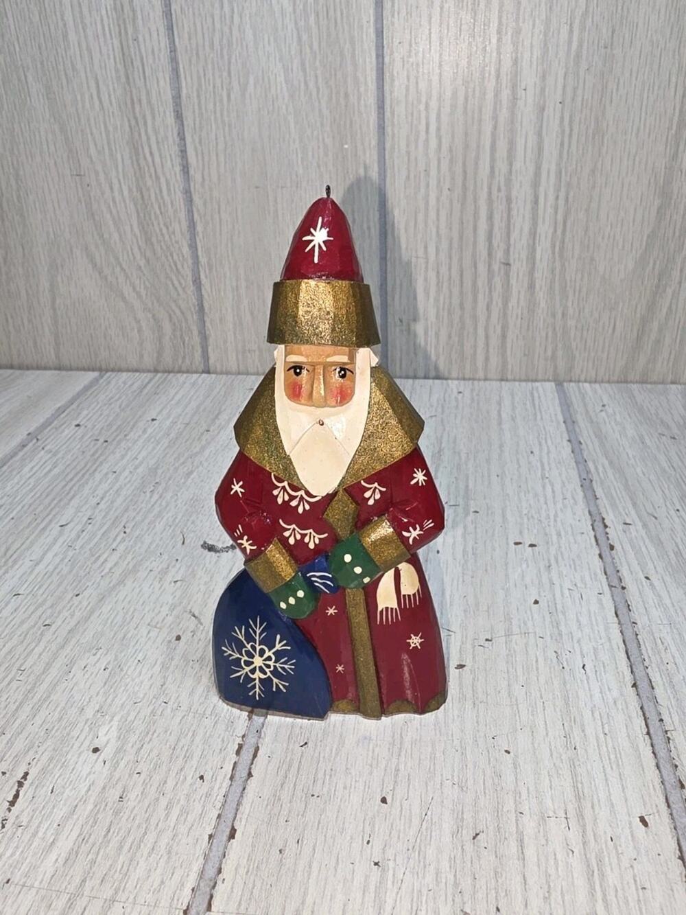 Vtg R.Ceprueb Nocag Hand Painted Signed Santa W/Sack Russian Christmas Ornament